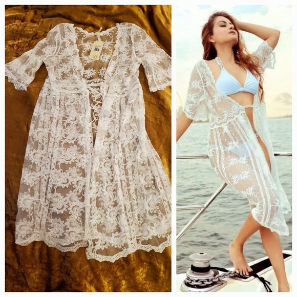 Club Moda Lace Cover Kimono Free With Any Swim Purchase Of $100 Or More - Picture 3 of 16